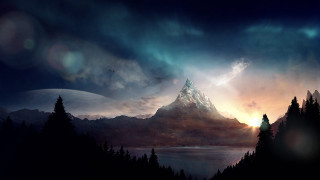 Mountain lake sky clouds sunbeam - a lake below free wallpaper