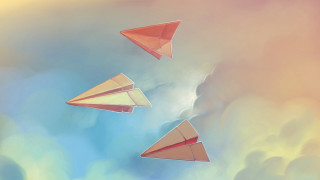Paper airplanes clouds blue sky - behance hd free wallpaper