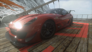 Red sports car ocean deck 2 - the deck free wallpaper