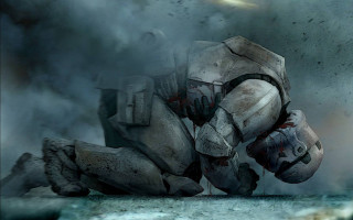Futuristic fall soldier smoke blood - a futuristic suit free wallpaper for desktop