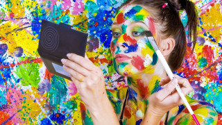 Colorful face painting mirror brush - neo free wallpaper for desktop