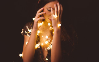 Woman hands face lights bokeh - elsa bleda free wallpaper