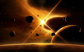Space rocks planets bright yellow - yellow light free wallpaper for desktop