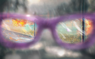 Purple glasses landscape reflection impressionism - cinematic focus free wallpaper