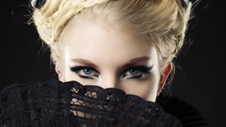 Blue eyes black lace gothic - fashion photography free wallpaper