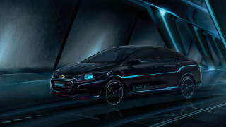 Black car tunnel holography blue - its hood free wallpaper