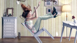 Woman chair legs up shock - claire falkenstein free wallpaper