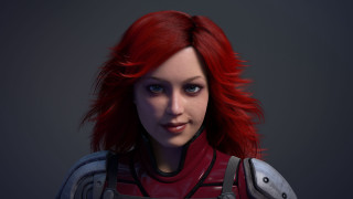 Eve rider red hair helmet - cgstudio free wallpaper