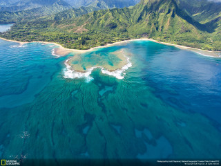 Tropical island lagoon aerial view - a tropical island free wallpaper