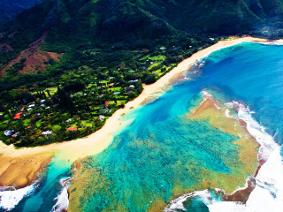 Beach tropical island plane window - a view of a beach free wallpaper for desktop