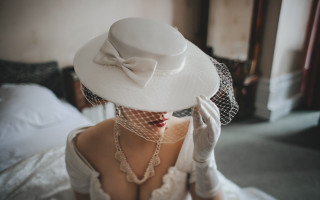 Woman white hat veil fashion - annabel kidston free wallpaper