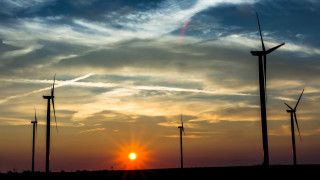 Sunset windmills clouds sky background - a sunset free wallpaper for desktop