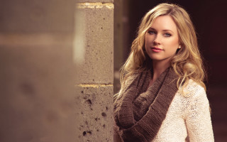 Woman leaning wall scarf sweater - carey morris free wallpaper