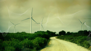 Dirt road wind turbines background - a dirt road free wallpaper