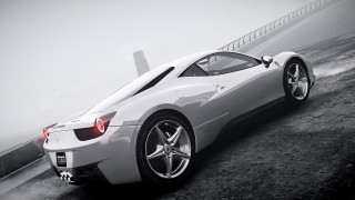White sports car ocean foggy - a foggy day free wallpaper