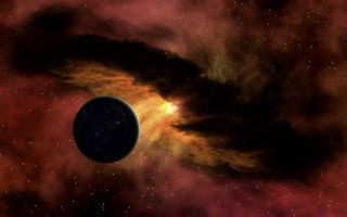 Black hole red yellow space 2 - a black hole in the sky free wallpaper