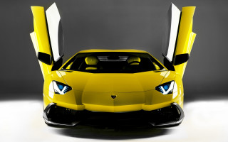 Yellow sports car doors hood - the door open free wallpaper
