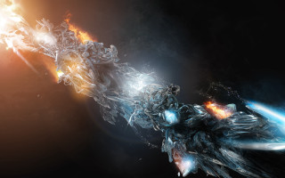 Futuristic robot fire smoke explosion - a futuristic robot free wallpaper