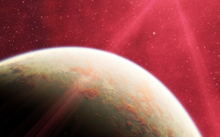 Red green planet red star - nebula free wallpaper