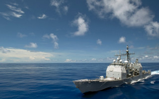 Military ship ocean clouds boat - the water below free wallpaper