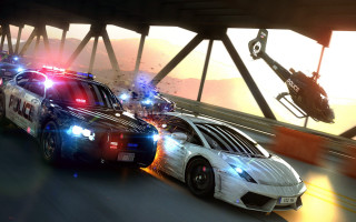 Police car highway action sunset - a highway next free wallpaper