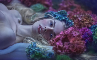 Woman flower bed dreamlike blurry - a bed of flowers free wallpaper