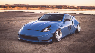 Blue sports car lake mountains - anthony s waters free wallpaper