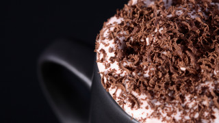 Cake white frosting chocolate sprinkles - a black plate free wallpaper