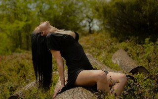 Gothic black dress sitting on - free aesthetic wallpaper