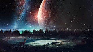 Distant planet deer horse moon - a distant planet free wallpaper
