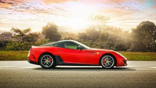Red sports car sunset forest - bernardo cavallino free wallpaper for desktop