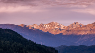 Mountain range trees pink sky 2 - caspar wolf free wallpaper