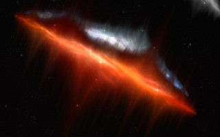 Red blue rocket stars night - a white dot free wallpaper