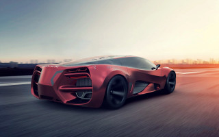 Red sports car city sunset - farid mansour free wallpaper