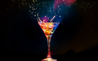 Colorful drink splash neon space - a glass free wallpaper for desktop