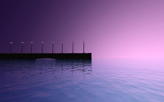 Pier lights ocean night purple - the middle of the ocean free wallpaper