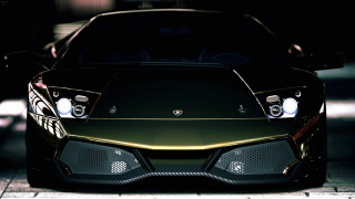 Black gold sportscar dark room - the hood free wallpaper