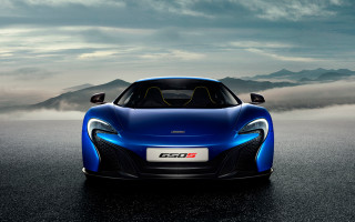 Blue sports car mountains fog - the air behind free wallpaper