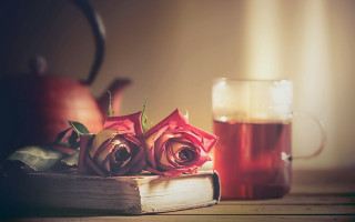 Book roses tea table kettle - rose free wallpaper for desktop