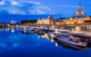 River cityscape bridge mountains night - florence engelbach free wallpaper for desktop
