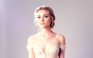 Angelic woman white dress photorealistic - a white background behind her free wallpaper