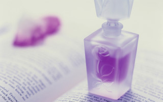 Perfume bottle rose open book - a bottle of perfume free wallpaper