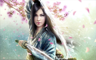 Woman sword cherry blossoms anime - chen chun free wallpaper for desktop