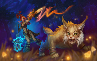 Cat woman fantasy fire ice - tail free wallpaper