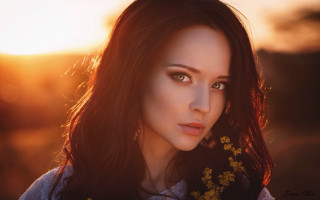 Elina karimova longhair blueeyes flower - free portrait wallpaper for desktop