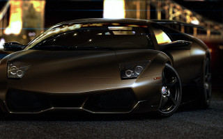 Brown sports car night city - brown free wallpaper