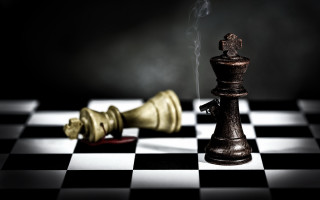 Chessboard chesspieces surreal raytraced art - a gold free wallpaper