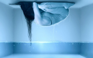 Woman floating pool hair air - surreal photography free wallpaper for desktop