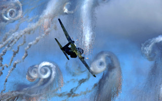 Plane cloudy smoke fullmoon night - a cloudy sky free wallpaper for desktop