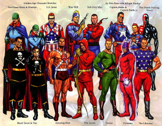 Superheroes group americanflag retro 1980s - a group of superheros free wallpaper